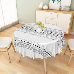 Lofaris Black and White Tribal Geometric Round Tablecloth Minimalist Ethnic Pattern for Modern Home Decor