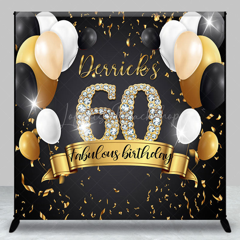 Lofaris Black Balloon Custom Name 60 Fabulous Birthday Backdrop