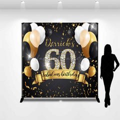 Lofaris Black Balloon Custom Name 60 Fabulous Birthday Backdrop