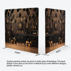 Lofaris Black Balloons Graduation Square Tension Backdrop