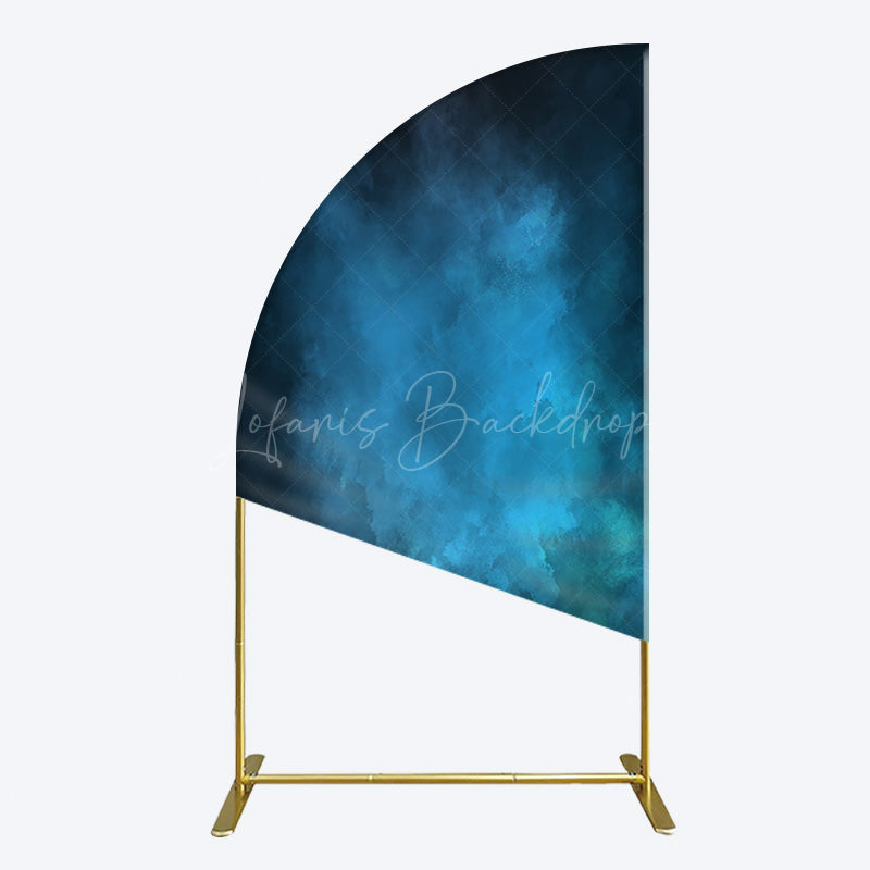 Lofaris Black Blue Abstract Texture Birthday Half Moon Arch Backdrop