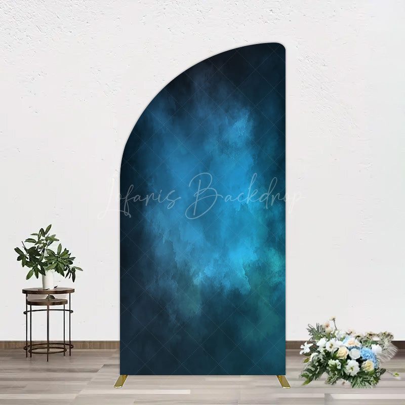 Lofaris Black Blue Abstract Texture Birthday Half Moon Arch Backdrop