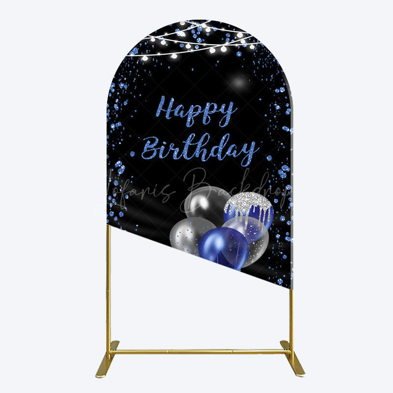Lofaris Black Blue Glitter Balloons Birthday Arch Backdrop