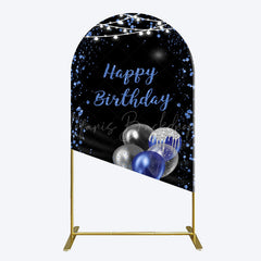 Lofaris Black Blue Glitter Balloons Birthday Arch Backdrop