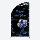 Lofaris Black Blue Glitter Balloons Birthday Half Moon Arch Backdrop