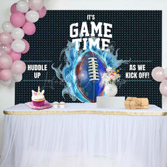 Lofaris Black Blue Rugby Game Time Sport Birthday Backdrop