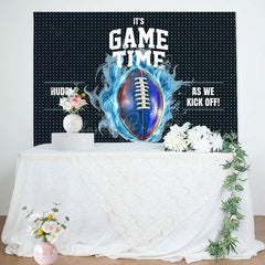 Lofaris Black Blue Rugby Game Time Sport Birthday Backdrop