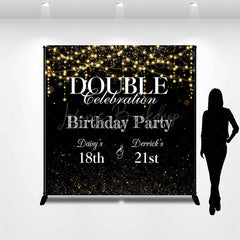 Lofaris Black Bokeh Custom Name Double Birthday Party Backdrop