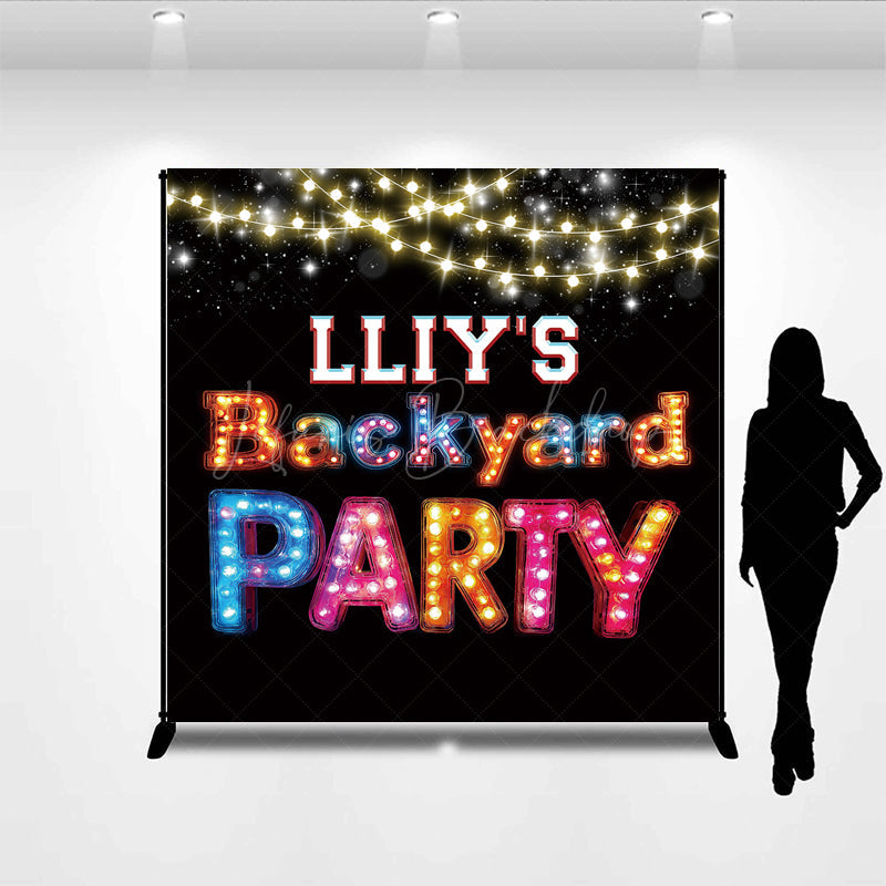 Lofaris Black Bokeh Lights Backyard Party Custom Backdrop