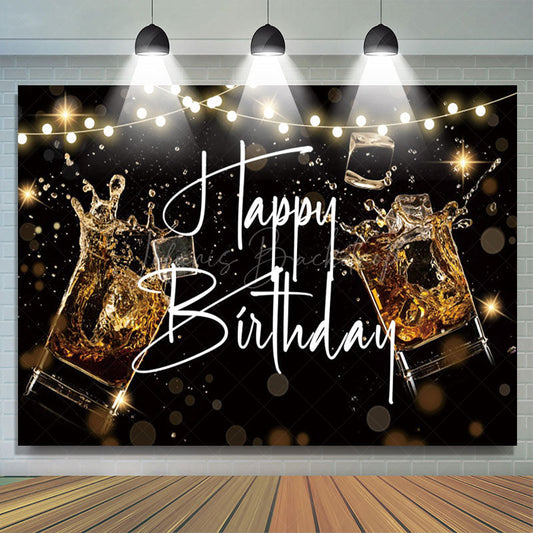 Lofaris Black Bokeh Vibe Lights Cheers To Birthday Backdrop