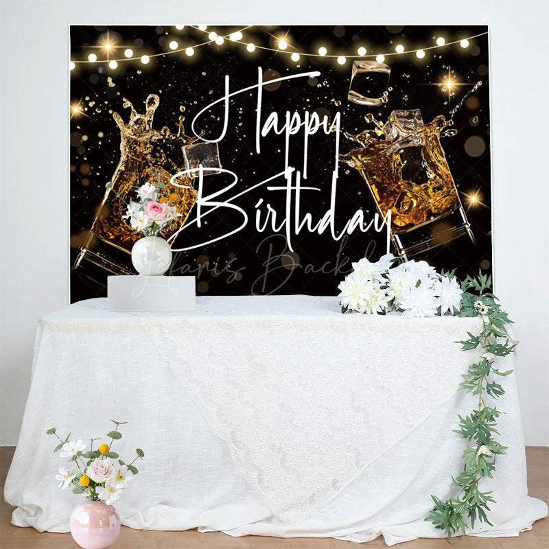Lofaris Black Bokeh Vibe Lights Cheers To Birthday Backdrop