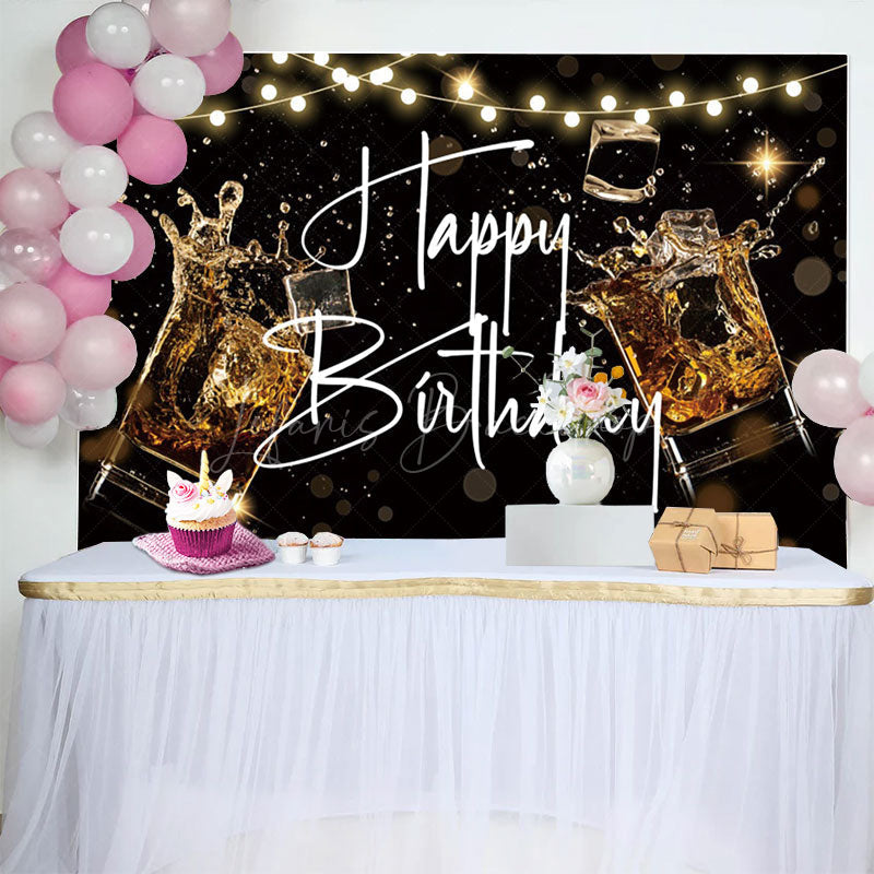 Lofaris Black Bokeh Vibe Lights Cheers To Birthday Backdrop