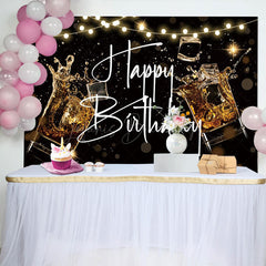 Lofaris Black Bokeh Vibe Lights Cheers To Birthday Backdrop