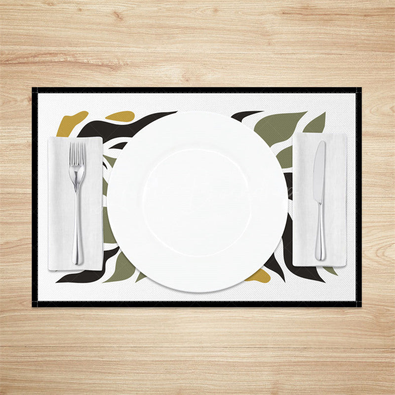 Lofaris Black Border Abstract Plant Leaves Set of 4 Placemats