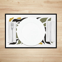 Lofaris Black Border Abstract Plant Leaves Set of 4 Placemats