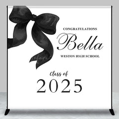 Lofaris Black Bow Class of 2025 Custom Graduation Backdrop