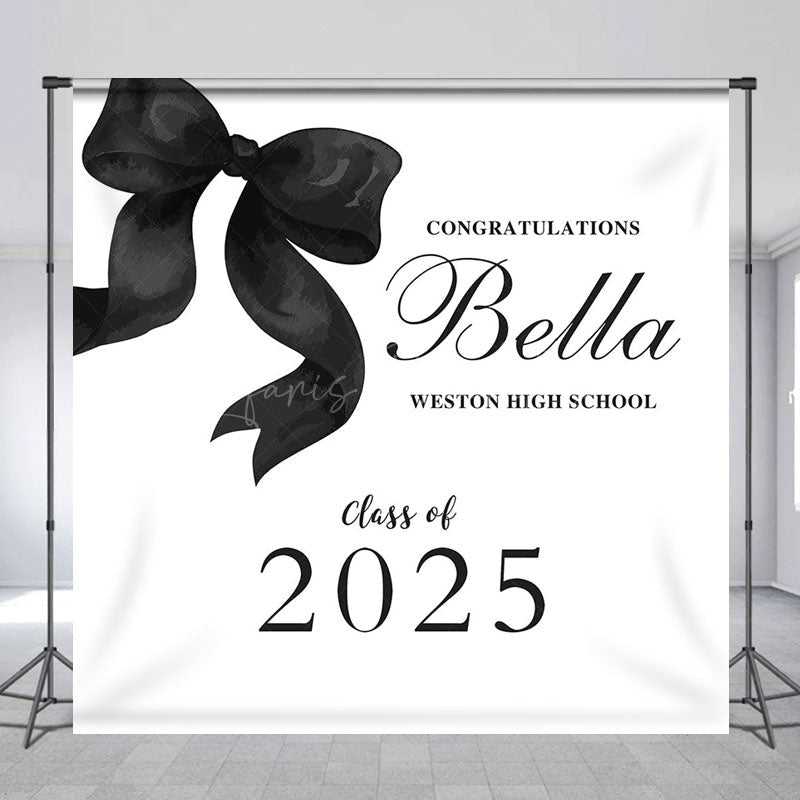 Lofaris Black Bow Class of 2025 Custom Graduation Backdrop
