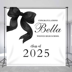 Lofaris Black Bow Class of 2025 Custom Graduation Backdrop