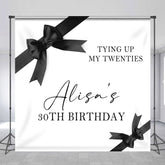 Lofaris Black Bow Gift Box Custom Name 30th Birthday Backdrop