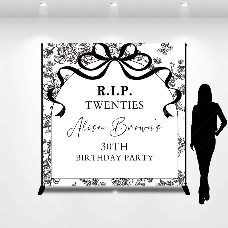 Lofaris Black Bow Rip Twenties Custom 30th Birthday Backdrop