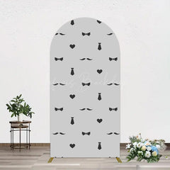 Lofaris Black Bow Tie Heart Beard Fathers Day Arch Backdrop