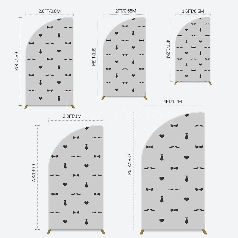 Lofaris Black Bow Tie Heart Beard Fathers Day Half Moon Arch Backdrop