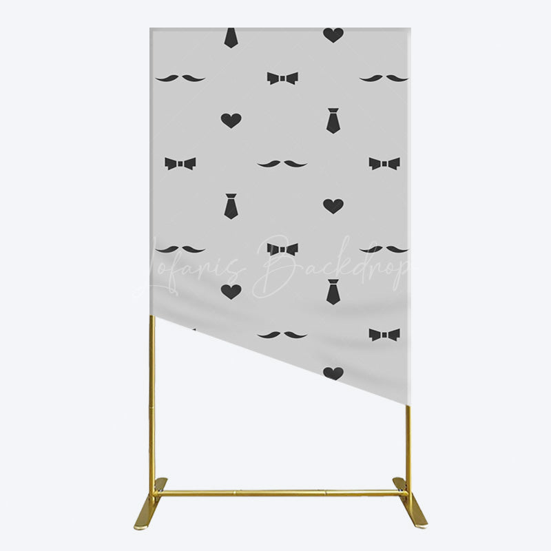 Lofaris Black Bow Tie Heart Beard Fathers Day Rectangle Backdrop