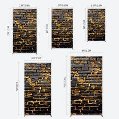 Lofaris Black Bricks Wall Golden Engraved Rectangle Backdrop