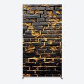 Lofaris Black Bricks Wall Golden Engraved Rectangle Backdrop