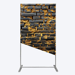 Lofaris Black Bricks Wall Golden Engraved Rectangle Backdrop