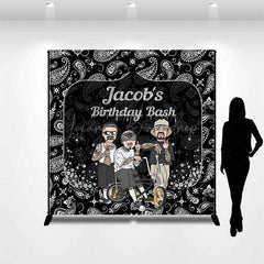 Lofaris Black Cashew Flower Custom Name Birthday Backdrop