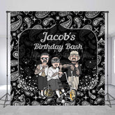 Lofaris Black Cashew Flower Custom Name Birthday Backdrop