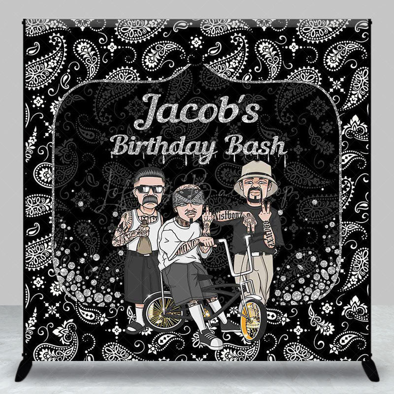 Lofaris Black Cashew Flower Custom Name Birthday Backdrop