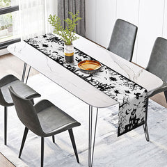 Lofaris Black Castle and Witch Halloween Table Runner Spooky Night with a Full Moon Haunted House Party Decoration