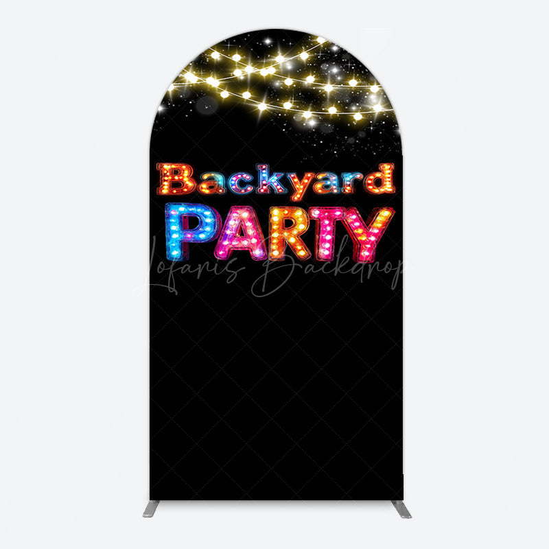 Lofaris Black Colorful Lighted Backyard Party Arch Backdrop