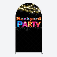 Lofaris Black Colorful Lighted Backyard Party Arch Backdrop