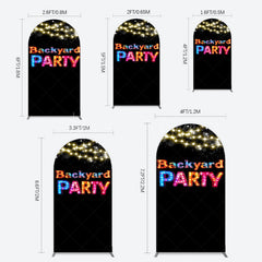 Lofaris Black Colorful Lighted Backyard Party Arch Backdrop