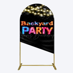 Lofaris Black Colorful Lighted Backyard Party Arch Backdrop