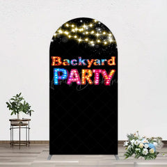 Lofaris Black Colorful Lighted Backyard Party Arch Backdrop