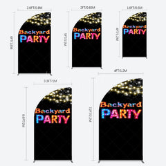 Lofaris Black Colorful Lighted Backyard Party Half Moon Arch Backdrop