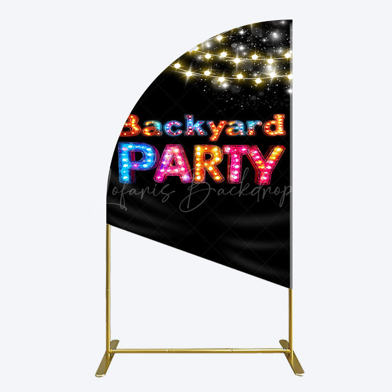 Lofaris Black Colorful Lighted Backyard Party Half Moon Arch Backdrop