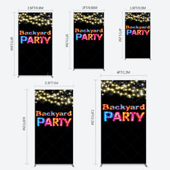 Lofaris Black Colorful Lighted Backyard Party Rectangle Backdrop