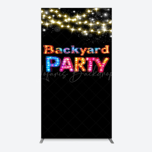 Lofaris Black Colorful Lighted Backyard Party Rectangle Backdrop