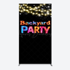 Lofaris Black Colorful Lighted Backyard Party Rectangle Backdrop