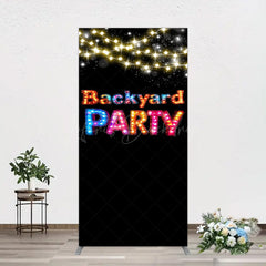 Lofaris Black Colorful Lighted Backyard Party Rectangle Backdrop