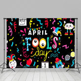 Lofaris Black Colorul Ribbons Funny April Fools Day Backdrop