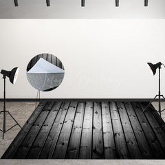 Lofaris Black Flowers Solemn Wooden Floor Combo Set Backdrop
