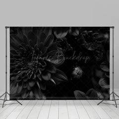 Lofaris Black Flowers Solemn Wooden Floor Combo Set Backdrop