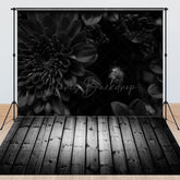Lofaris Black Flowers Solemn Wooden Floor Combo Set Backdrop