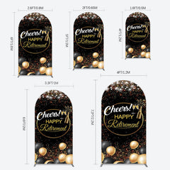 Lofaris Black Glitter Balloon Cheers Retirement Arch Backdrop